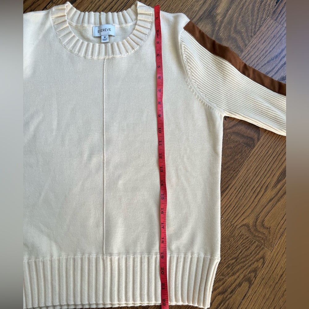EVEREVE Cream  Women's Sweater with suede trim - Picture 5 of 9
